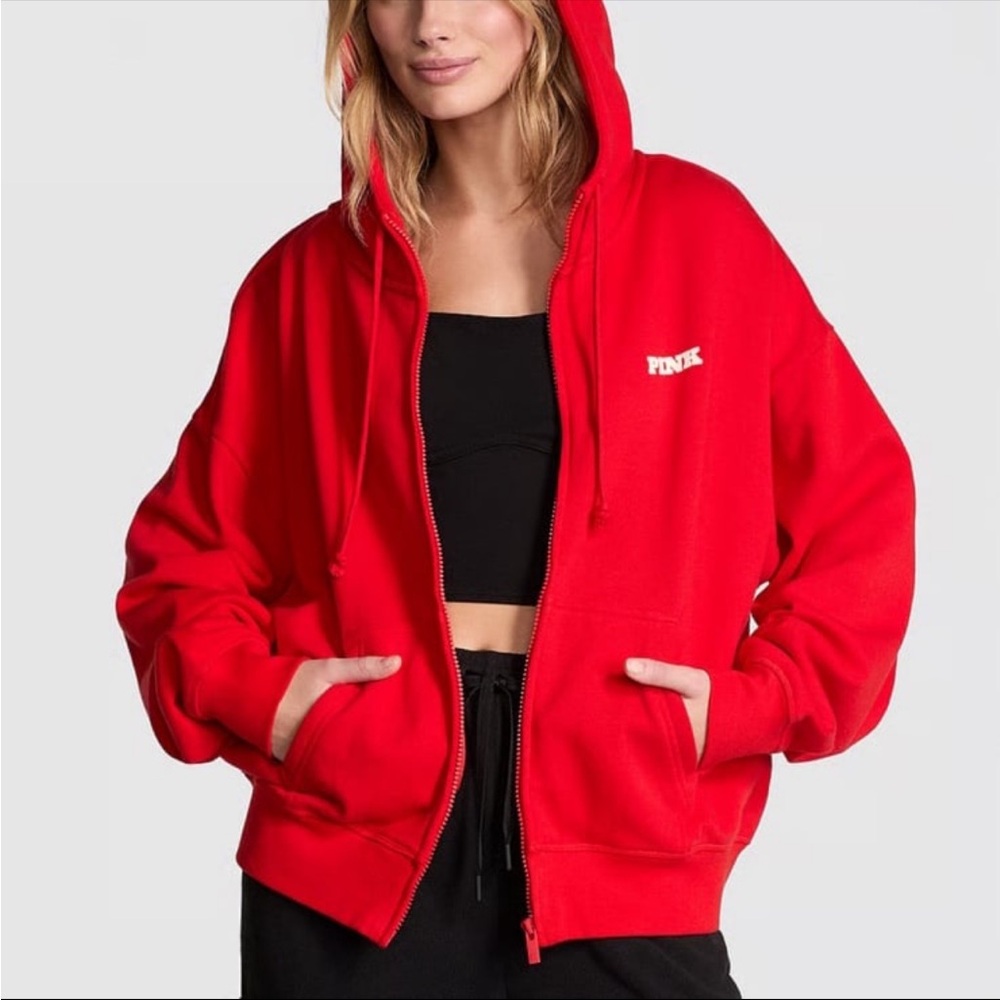 PINK Victoria's Secret Ivy Fleece Campus Full-Zip Hoodie